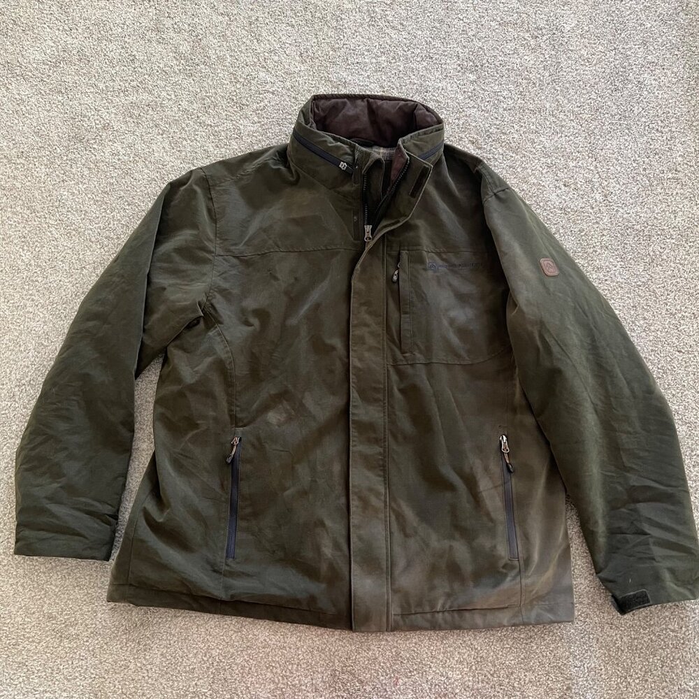 Vintage Rugged Elements Barn Work Utility Olive Green Birding Farm Coat XXL - Picture 1 of 10